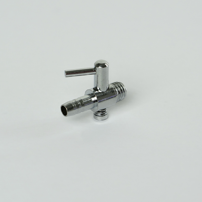Schlauchanschluss 1-fach-Metall-Absperrhahn 4/6mm Messing vernickelt